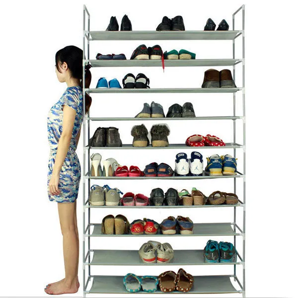 10 Layers Non-woven Fabrics & Steel 20Pair Shoe Capacity Rack 39.37x11.02x68.89'