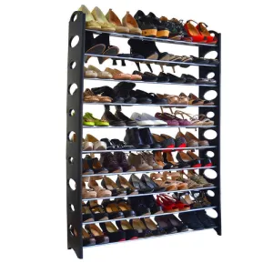 10-Tier Shoe Rack for 50 Pair Wall Bench Shelf Closet Organizer Storage Box Stand