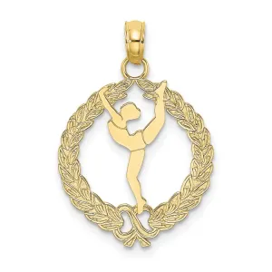 10K Solid Polished Framed Gymnast Pendant