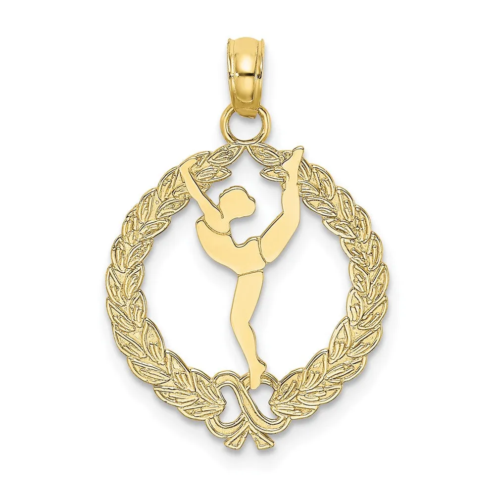 10K Solid Polished Framed Gymnast Pendant