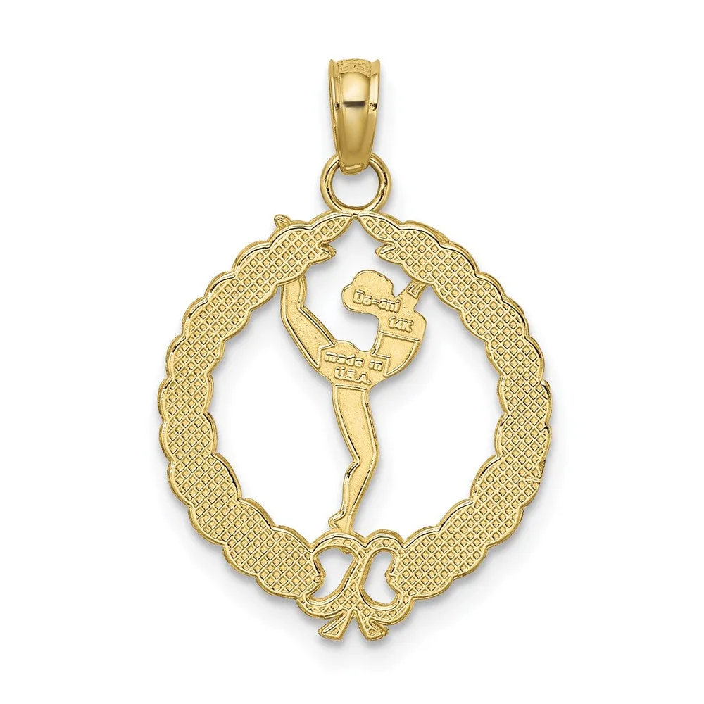 10K Solid Polished Framed Gymnast Pendant