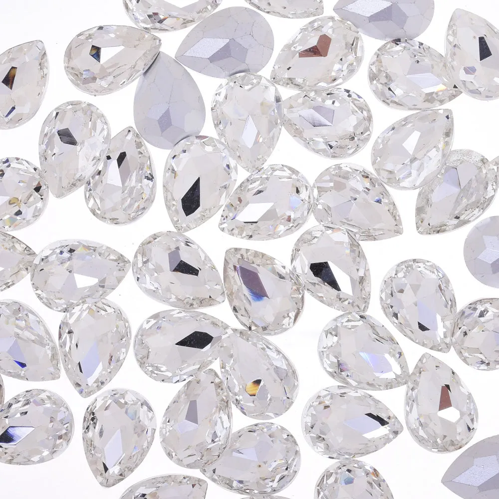 10x14mm Teardrop crystal Pointed Back Rhinestones Glass Crystal dress jewellery making shoes clear 50pcs 10184150