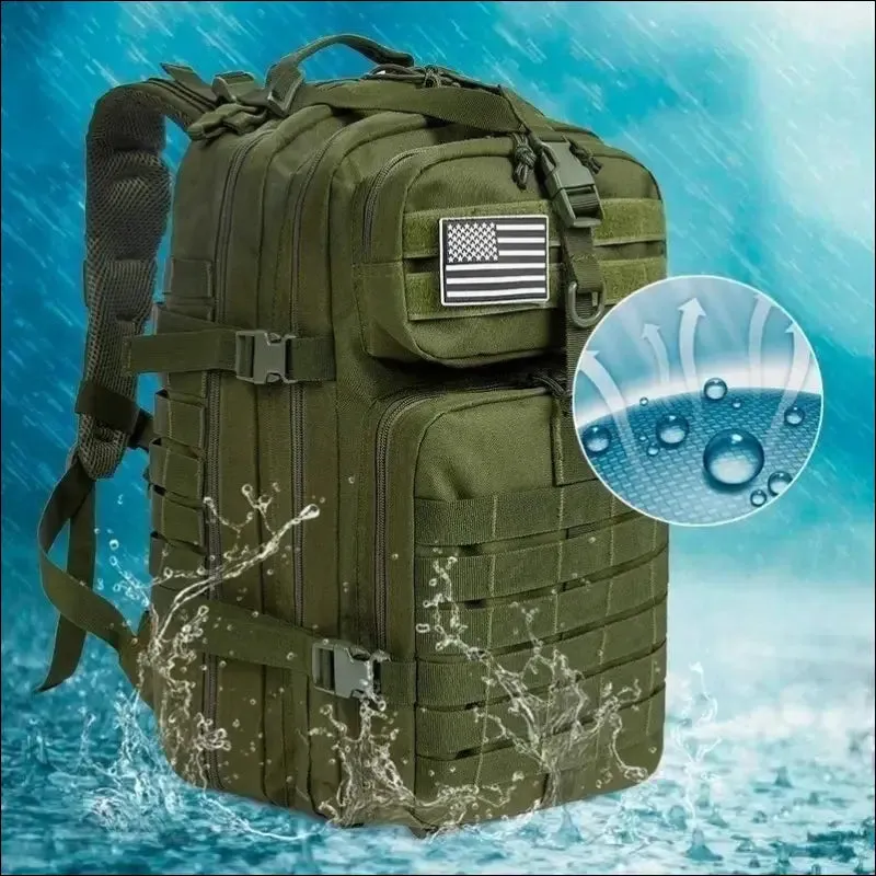 30l/50l waterproof nylon hiking backpack - military rucksack for camping, fishing, and hunting