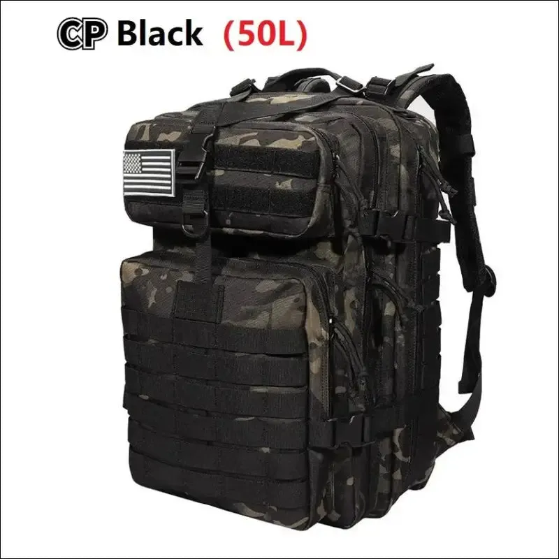 30l/50l waterproof nylon hiking backpack - military rucksack for camping, fishing, and hunting