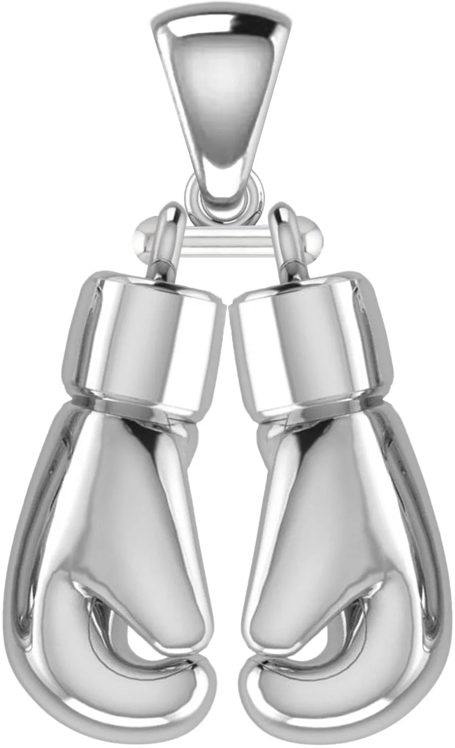 32mm 3D 925 Sterling Silver Double Boxing Glove Pendant Necklace, 54g