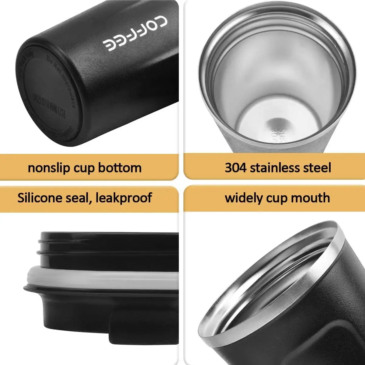 380/510ml Insulated Stainless Steel Thermos Coffee Mug Leakproof
