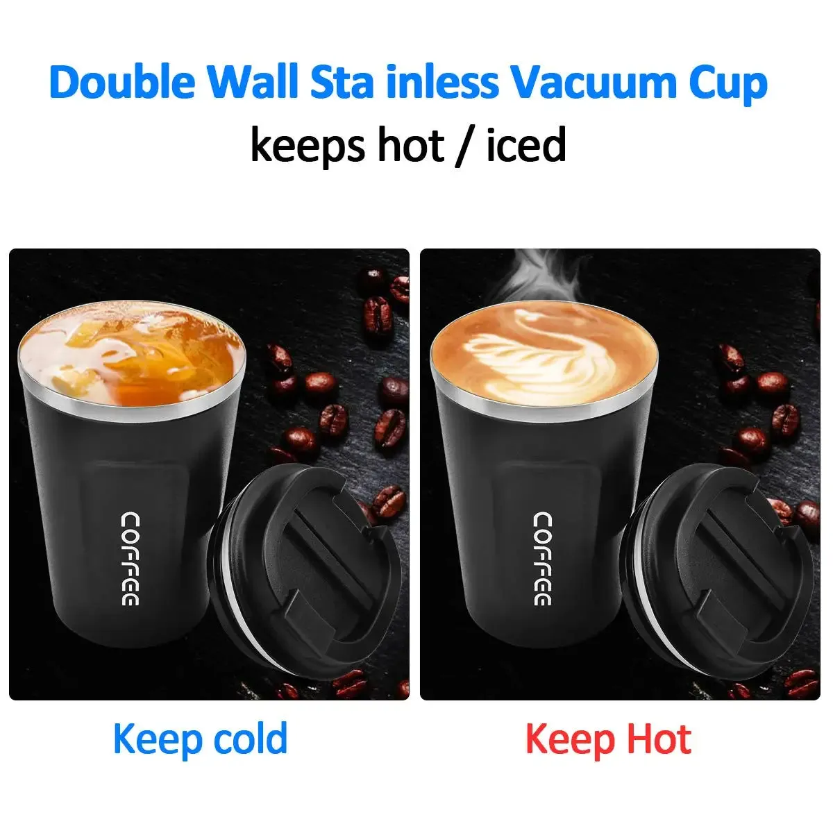 380/510ml Insulated Stainless Steel Thermos Coffee Mug Leakproof