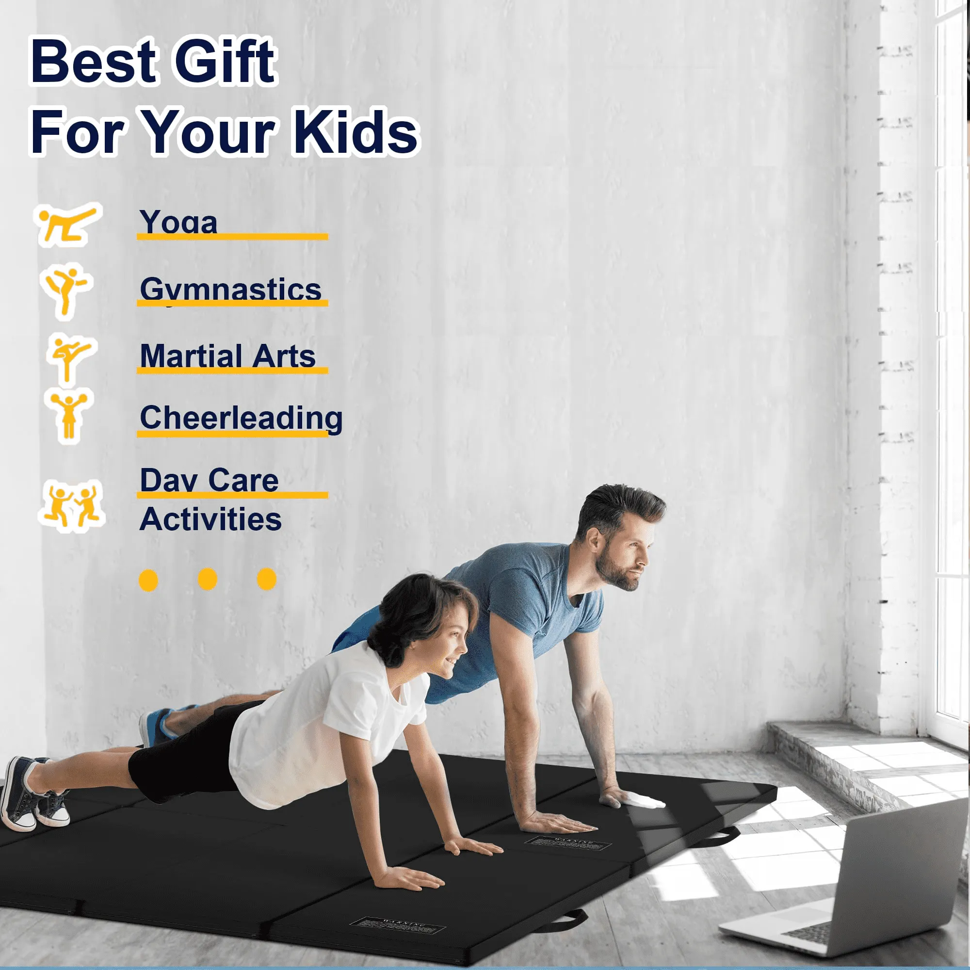 3'x6'x2 Thick Folding Gymnastics Exercise Mat Aerobics Stretching Yoga Mats