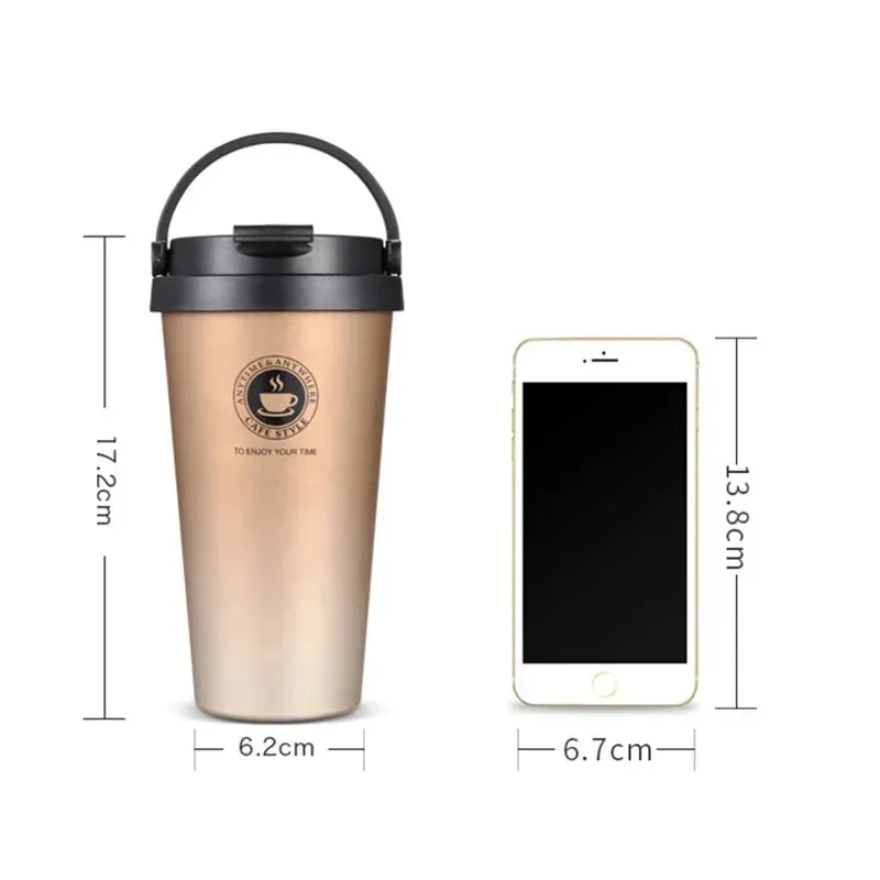 500ml Insulated Stainless Steel Travel Coffee Tumbler with Lid
