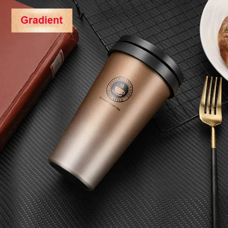 500ml Insulated Travel Coffee Cup – Double Wall Leak-Proof Stainless Steel Tumbler with Lid and Handle