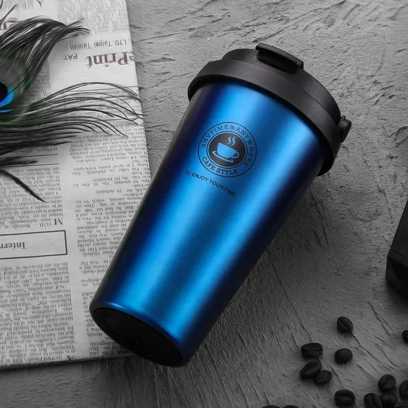 500ml Insulated Travel Coffee Cup – Double Wall Leak-Proof Stainless Steel Tumbler with Lid and Handle