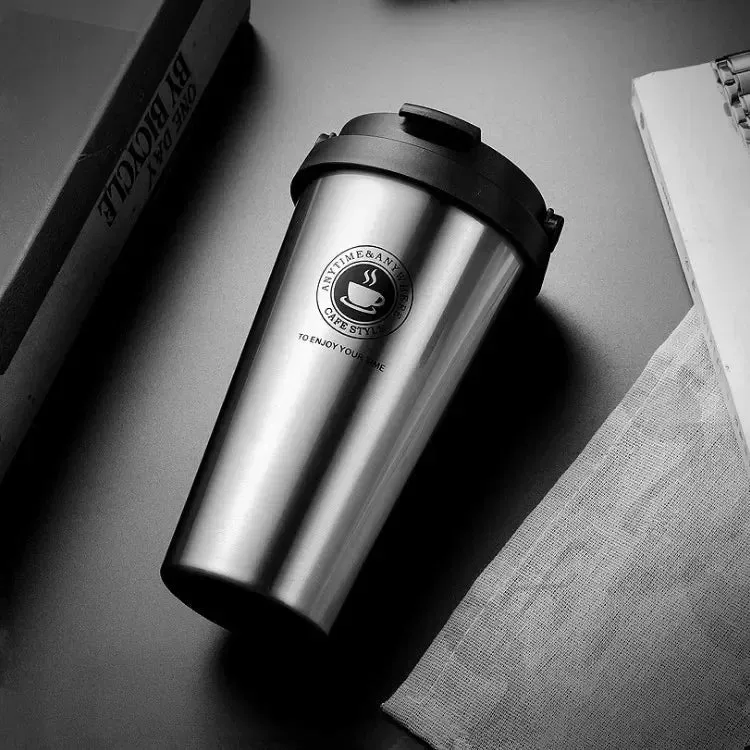 500ml Insulated Travel Coffee Cup – Double Wall Leak-Proof Stainless Steel Tumbler with Lid and Handle
