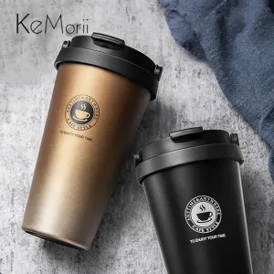 500ml Insulated Travel Coffee Cup – Double Wall Leak-Proof Stainless Steel Tumbler with Lid and Handle