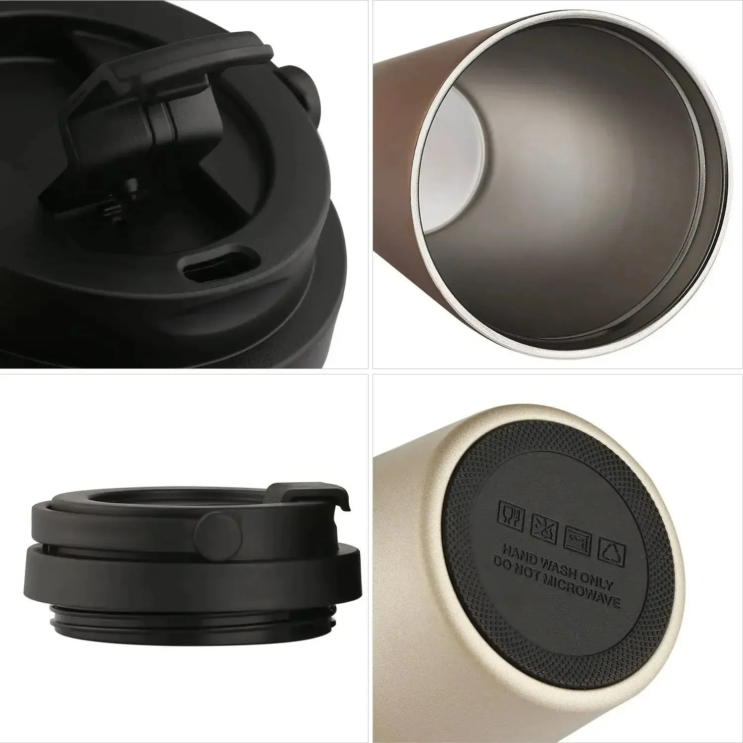 500ml Insulated Travel Coffee Cup – Double Wall Leak-Proof Stainless Steel Tumbler with Lid and Handle