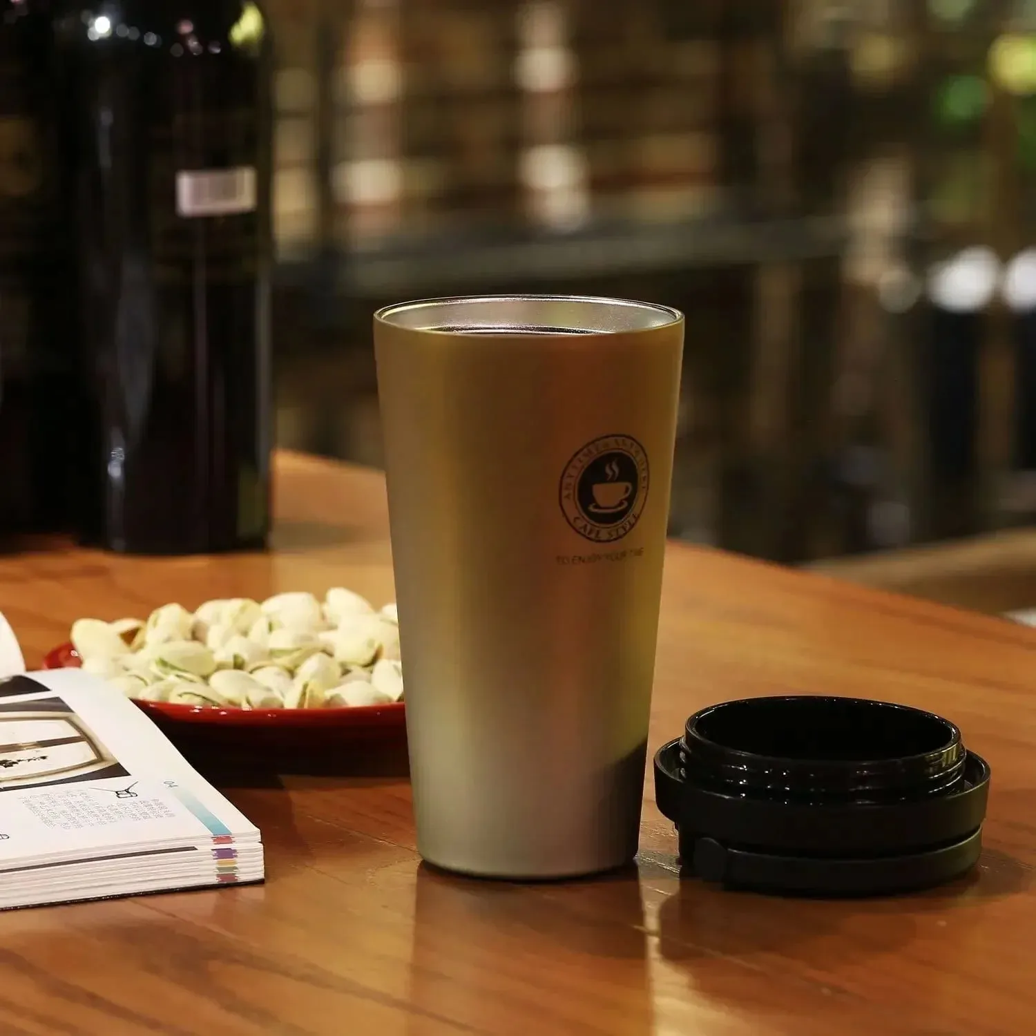 500ml Insulated Travel Coffee Cup – Double Wall Leak-Proof Stainless Steel Tumbler with Lid and Handle