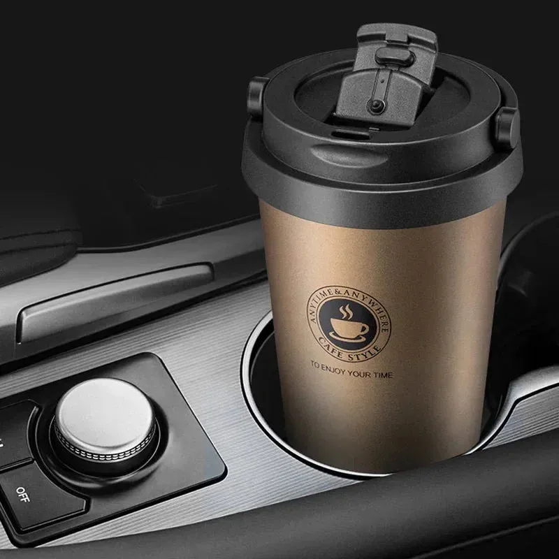 500ml Insulated Travel Coffee Cup – Double Wall Leak-Proof Stainless Steel Tumbler with Lid and Handle
