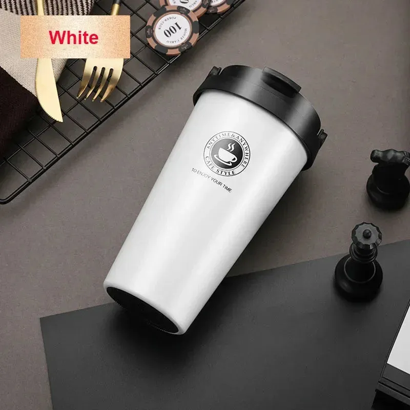 500ml Insulated Travel Coffee Cup – Double Wall Leak-Proof Stainless Steel Tumbler with Lid and Handle