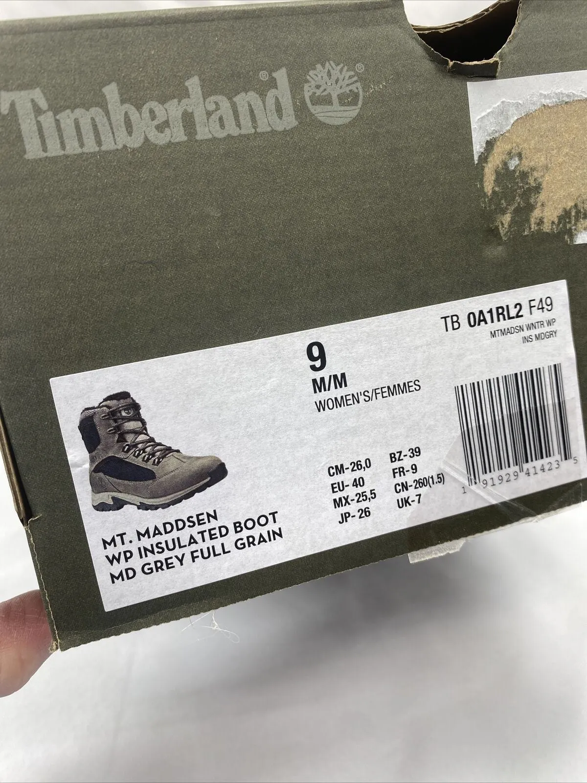 9 WOMEN'S MT. MADDSEN WATERPROOF WINTER HIKING BOOT GREY