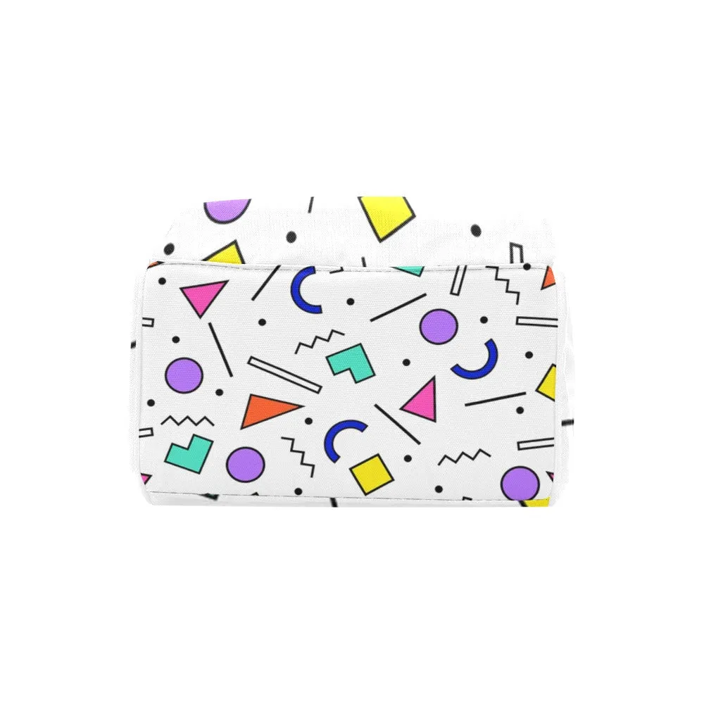90s White Pattern Multi-Function Backpack