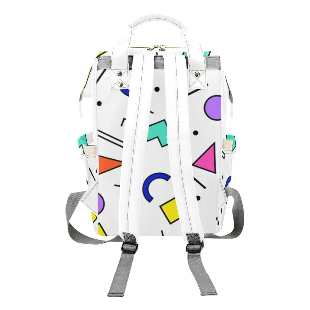 90s White Pattern Multi-Function Backpack