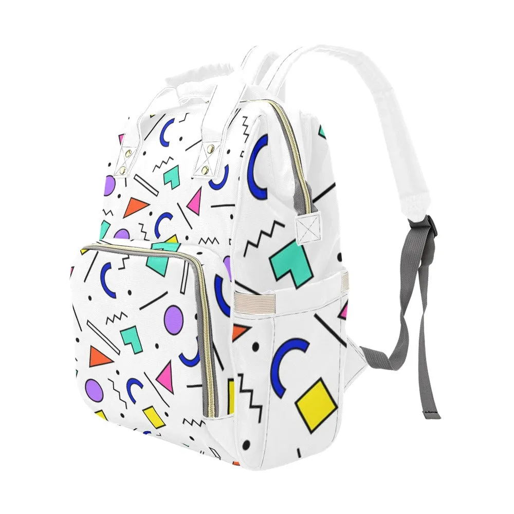 90s White Pattern Multi-Function Backpack