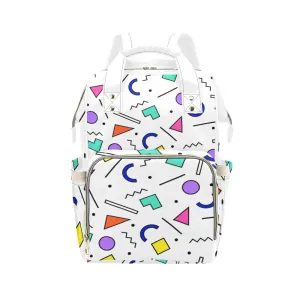 90s White Pattern Multi-Function Backpack