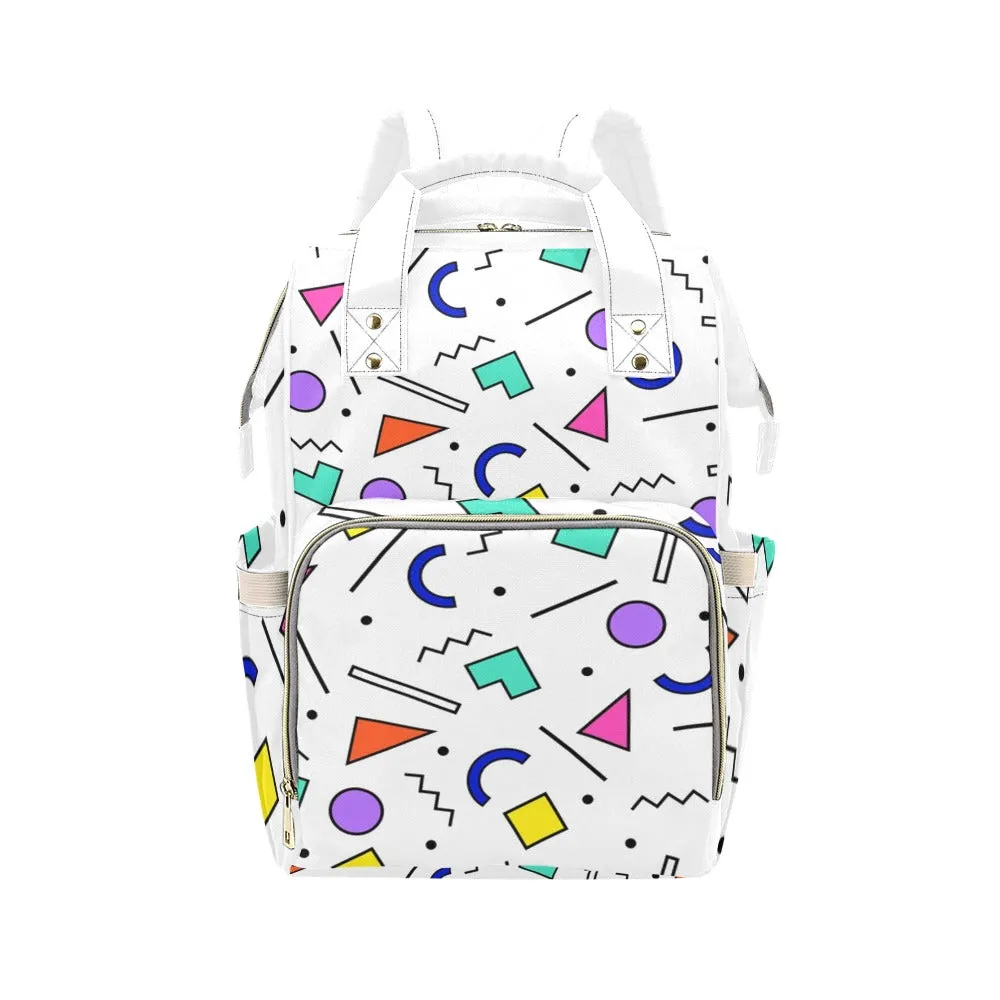 90s White Pattern Multi-Function Backpack