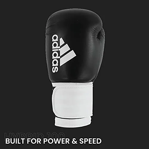 adidas Hybrid 100 Training Gloves, Black/White, 16 oz