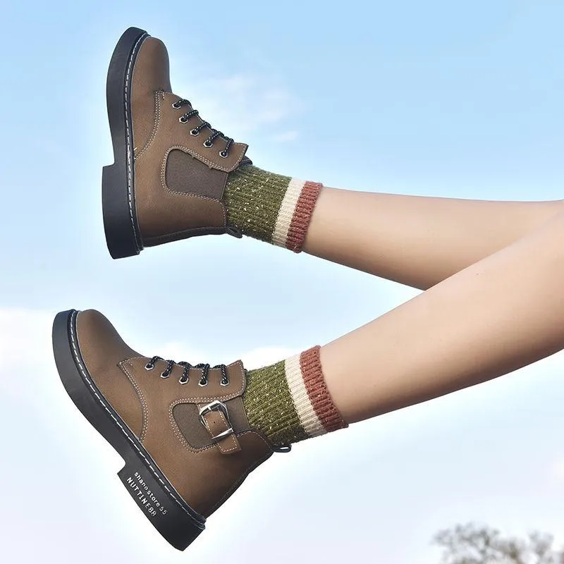 Autumn Early Winter Shoes Women Flat Heel Boots Fashion Women's Boots Brand Woman Ankle Botas