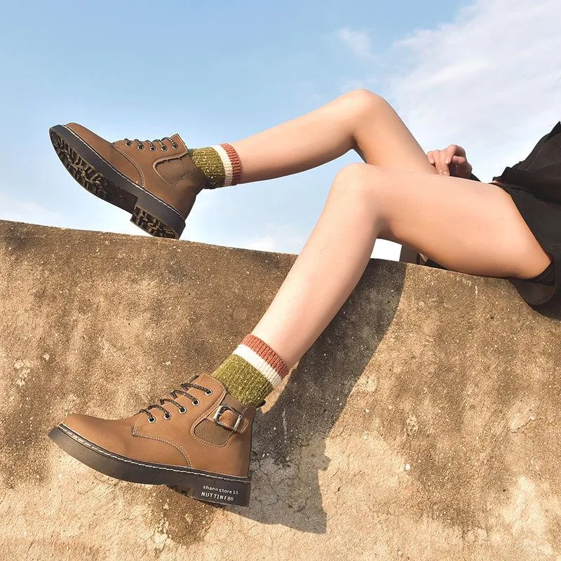 Autumn Early Winter Shoes Women Flat Heel Boots Fashion Women's Boots Brand Woman Ankle Botas