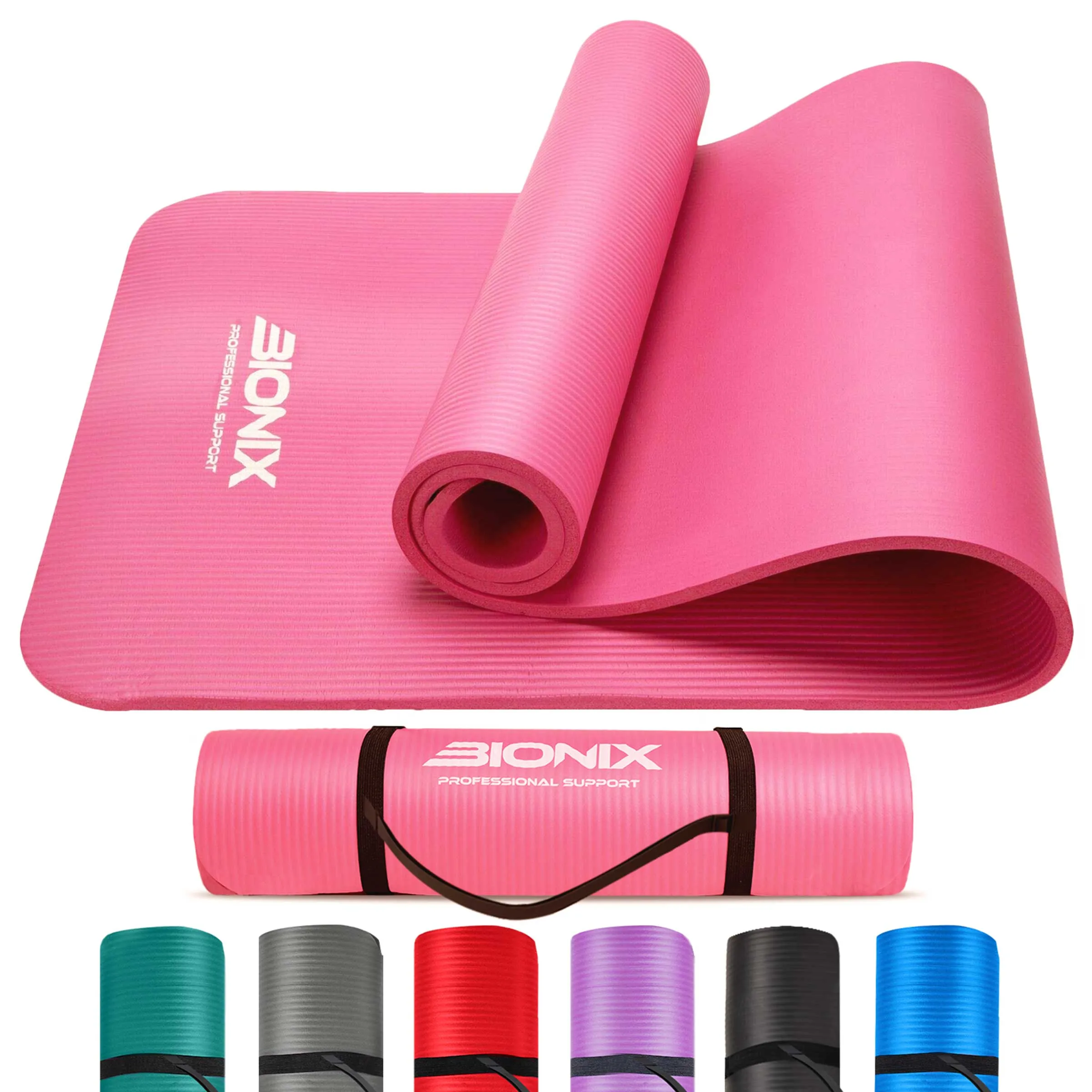 Bionix Yoga Mat - Thick NBR Foam Fitness Workout - Pilates Mat