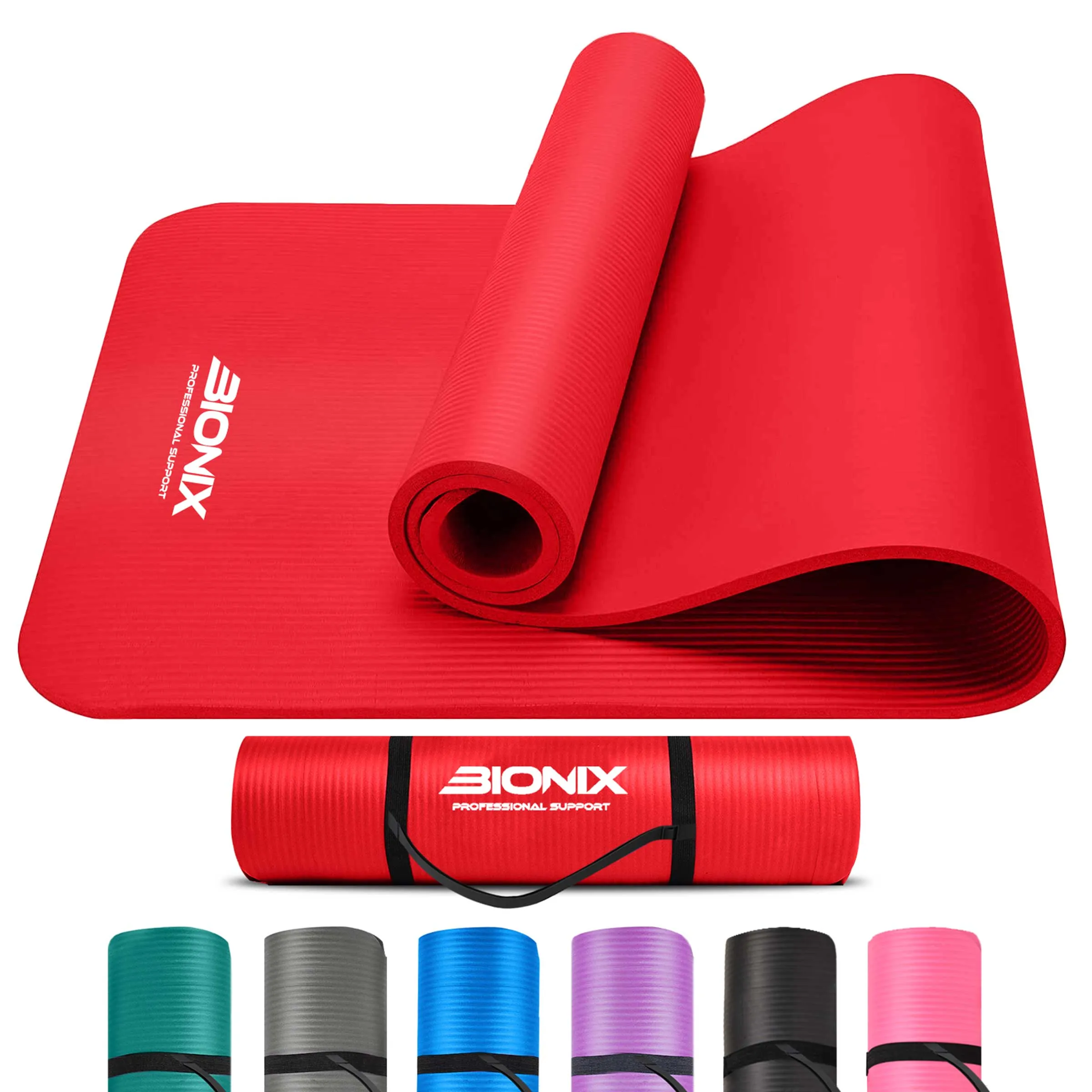 Bionix Yoga Mat - Thick NBR Foam Fitness Workout - Pilates Mat