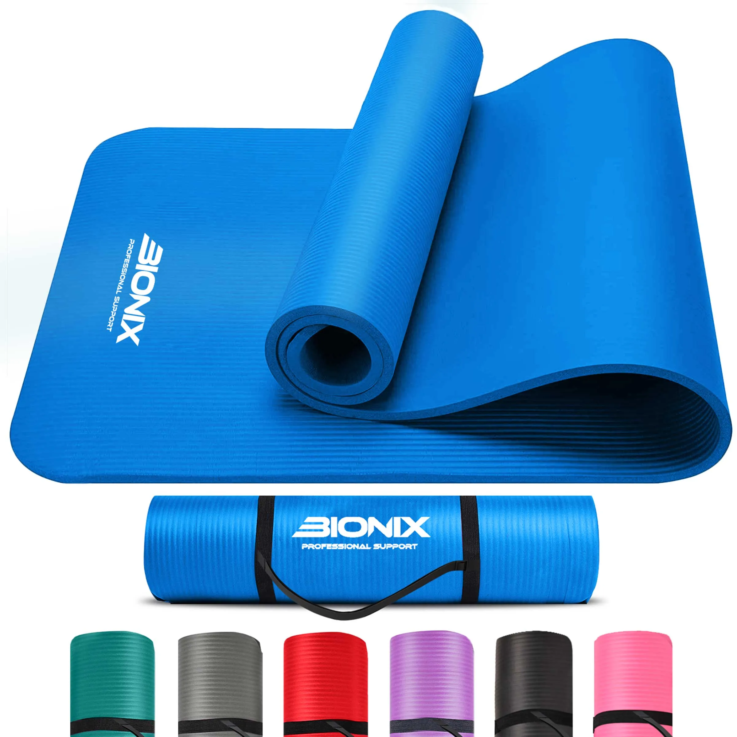 Bionix Yoga Mat - Thick NBR Foam Fitness Workout - Pilates Mat