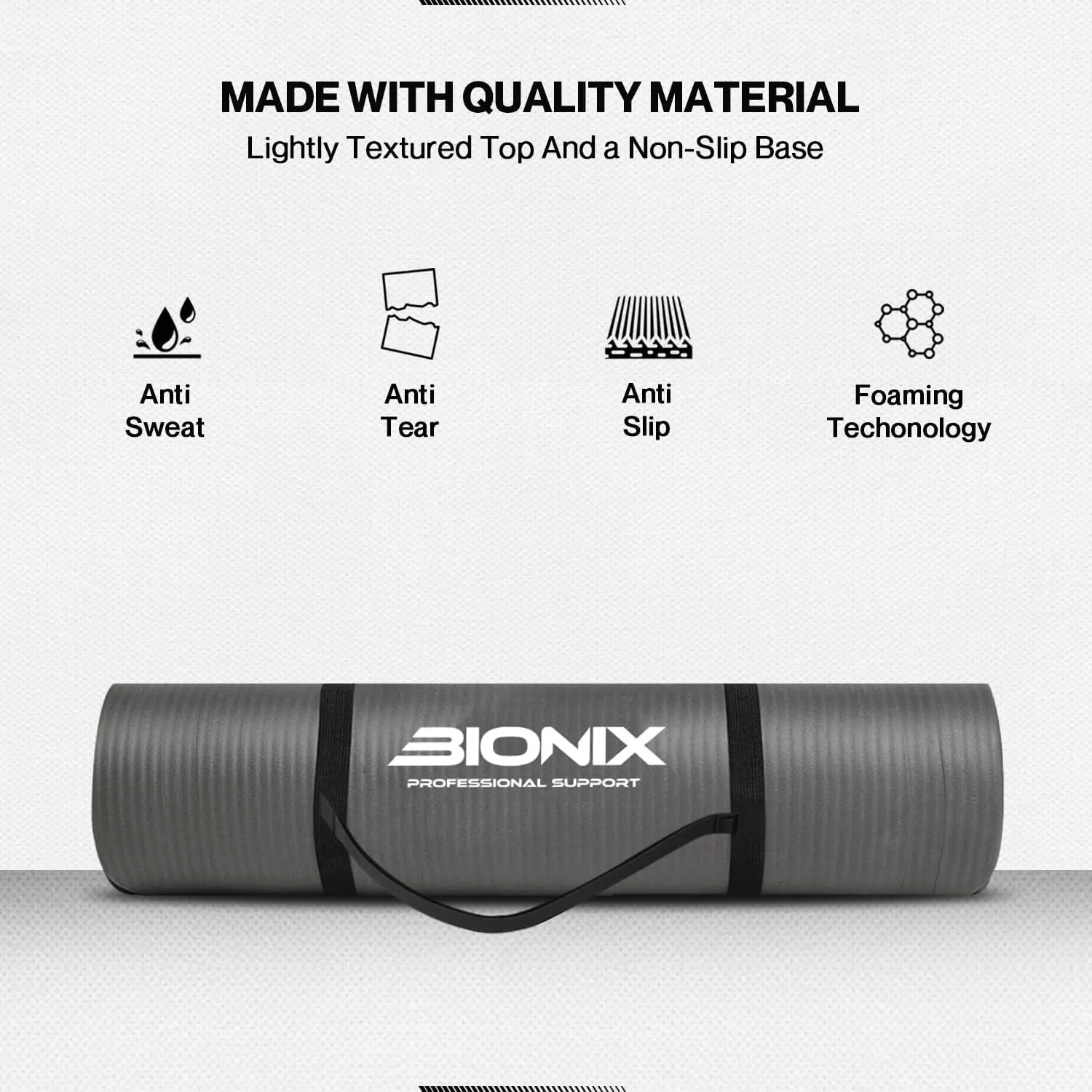 Bionix Yoga Mat - Thick NBR Foam Fitness Workout - Pilates Mat
