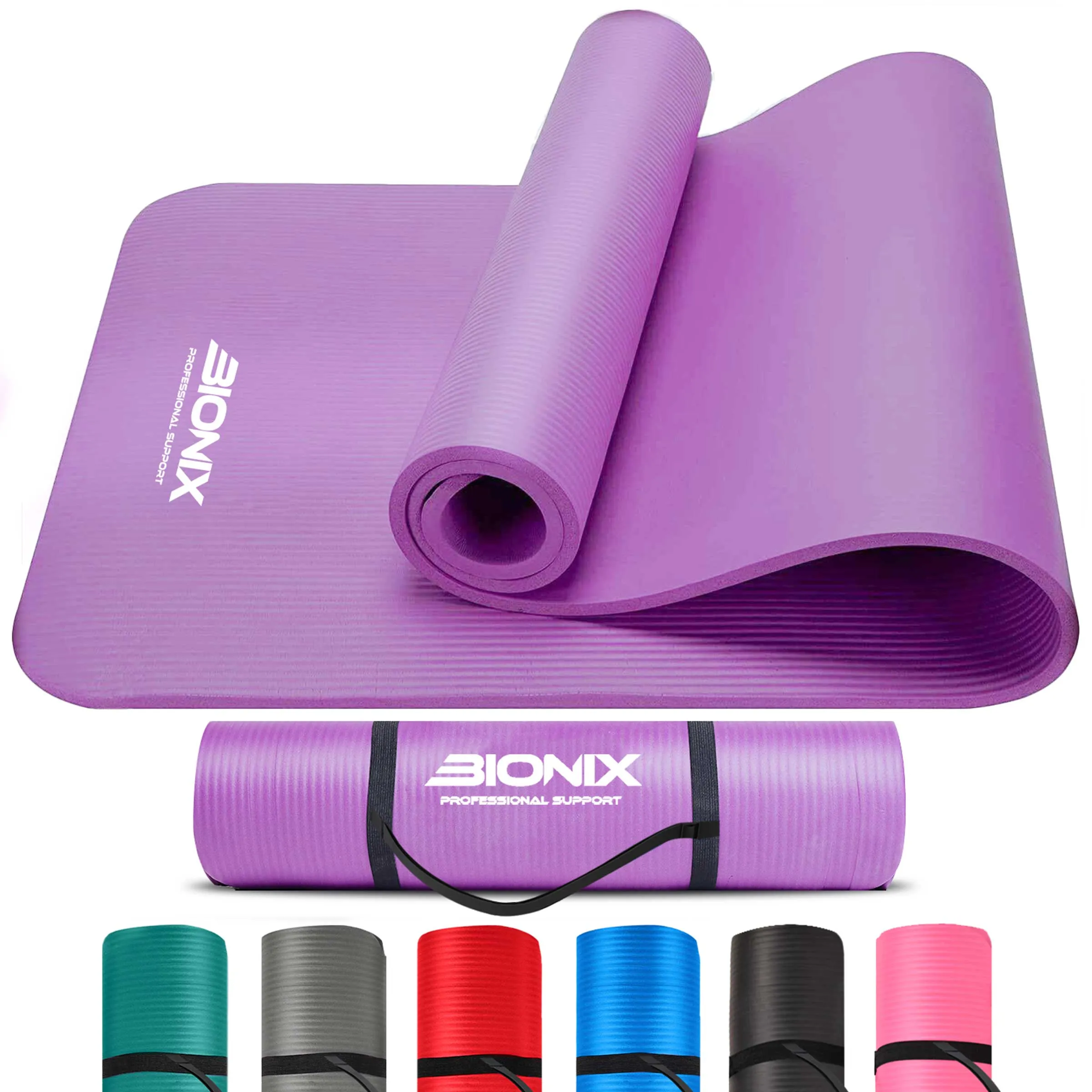 Bionix Yoga Mat - Thick NBR Foam Fitness Workout - Pilates Mat