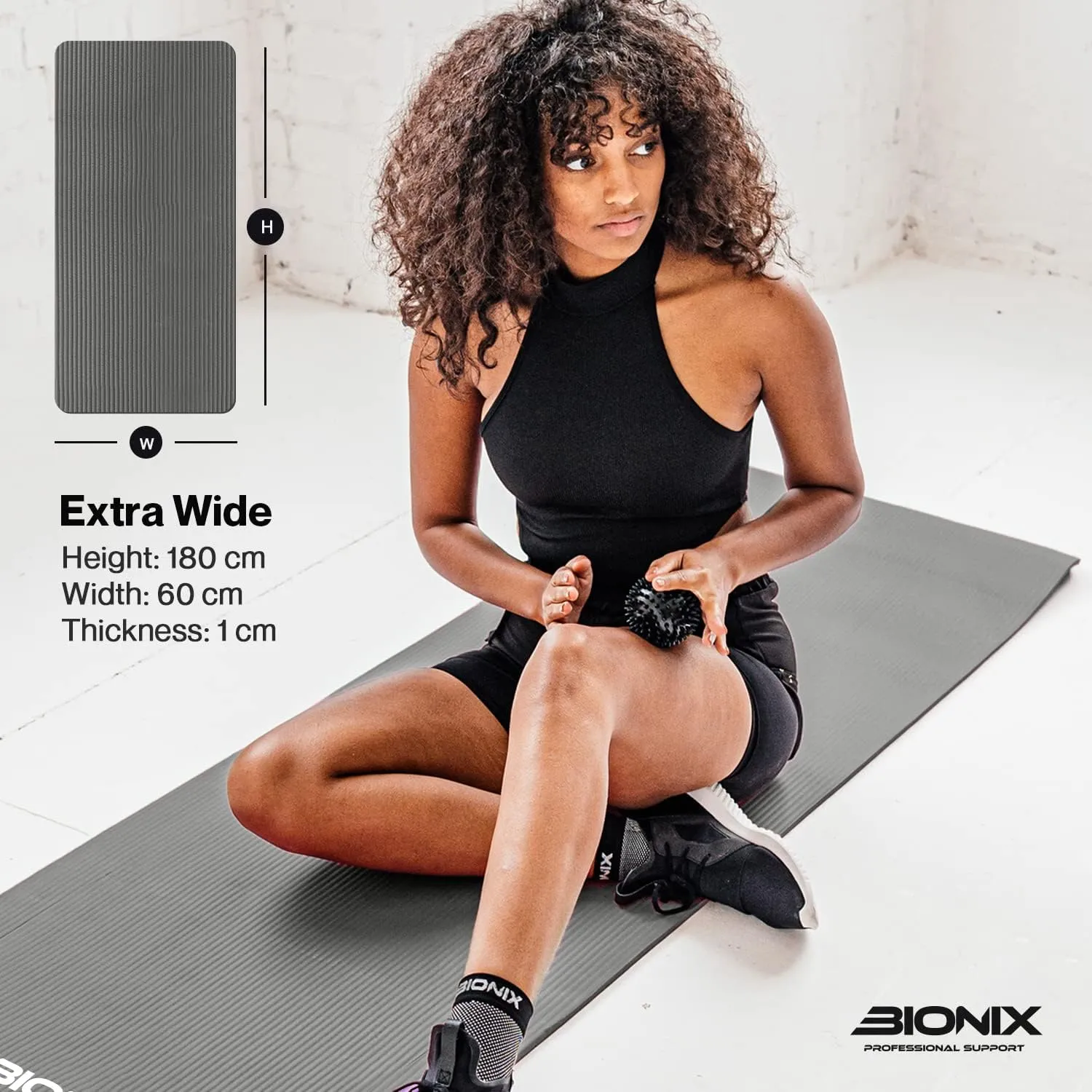 Bionix Yoga Mat - Thick NBR Foam Fitness Workout - Pilates Mat