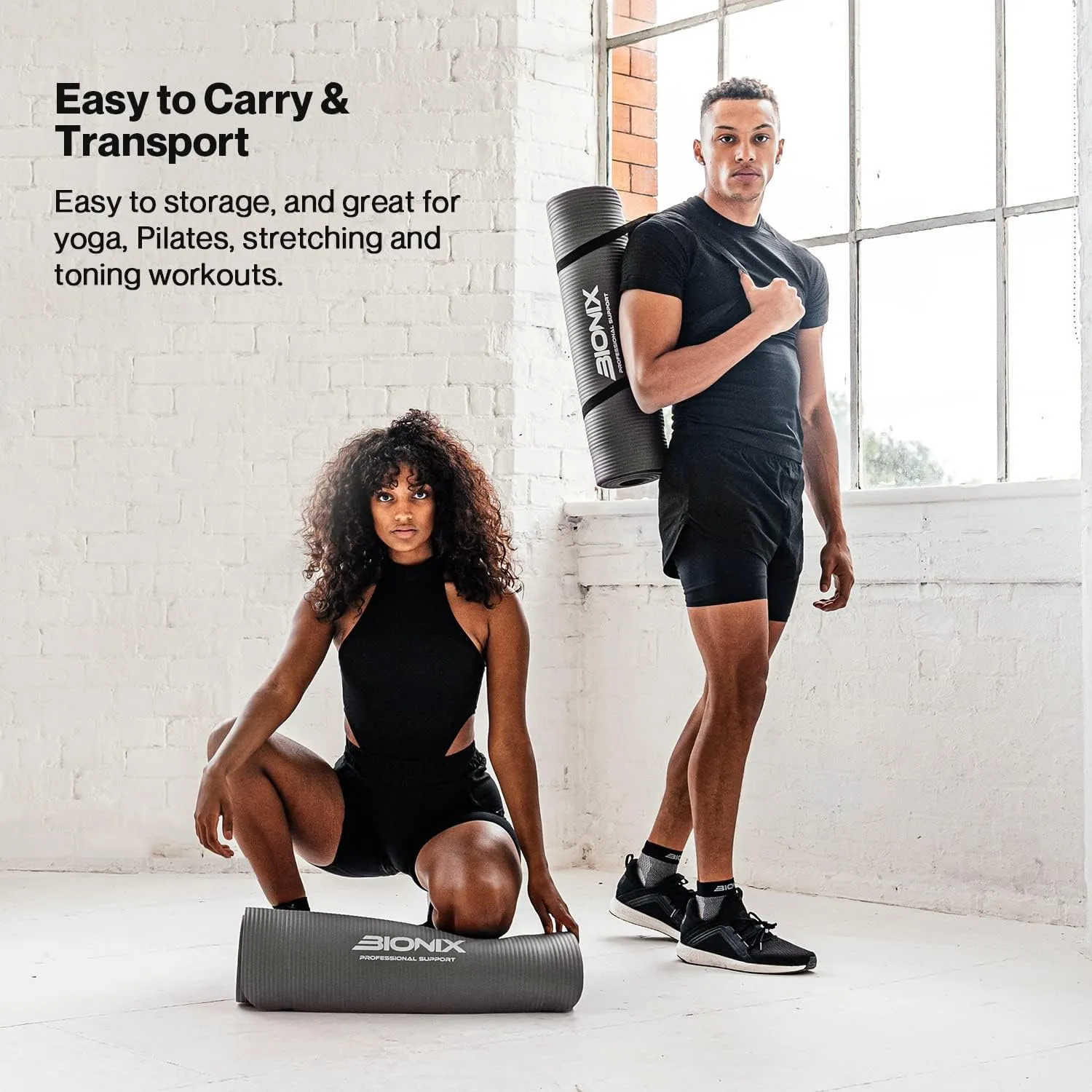 Bionix Yoga Mat - Thick NBR Foam Fitness Workout - Pilates Mat