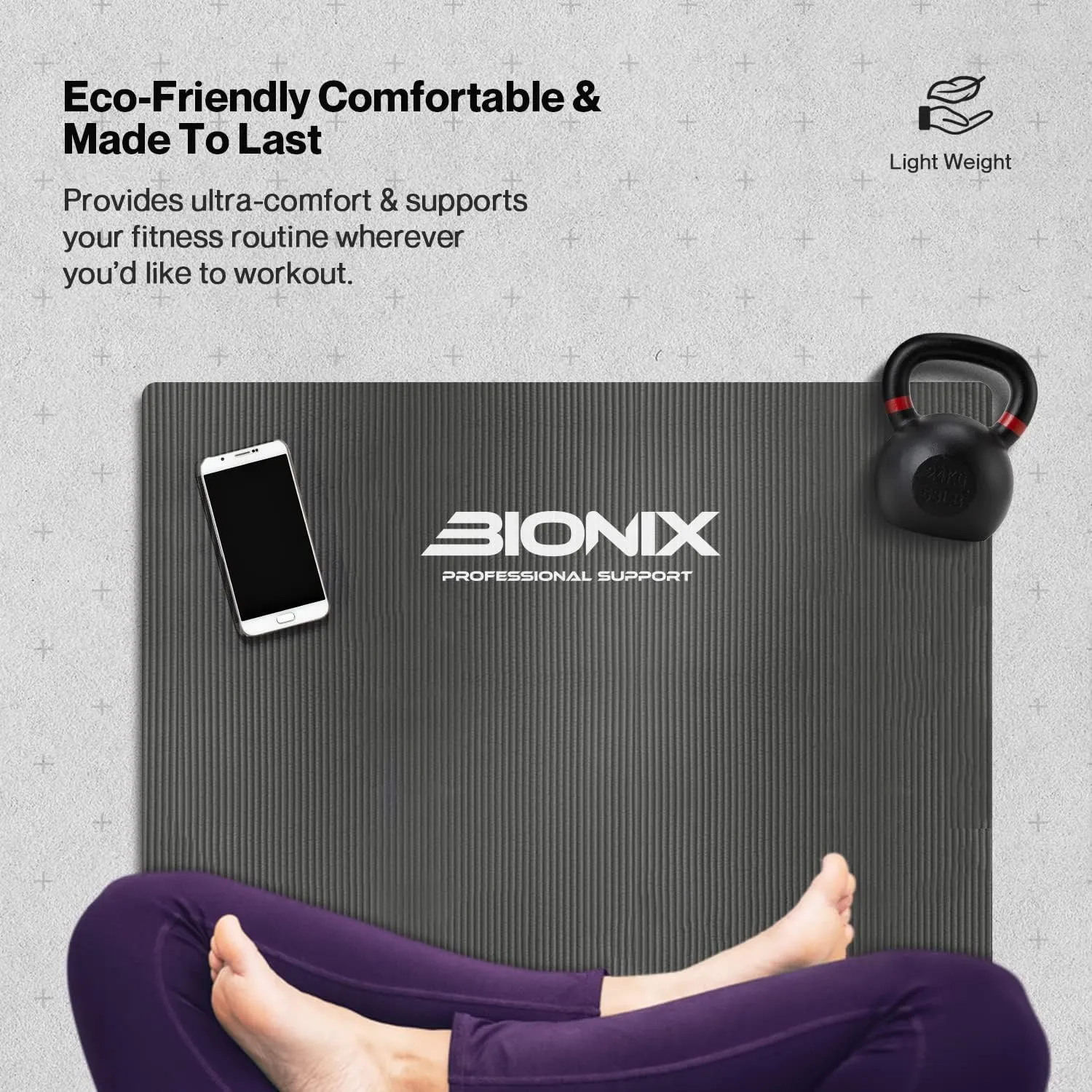Bionix Yoga Mat - Thick NBR Foam Fitness Workout - Pilates Mat