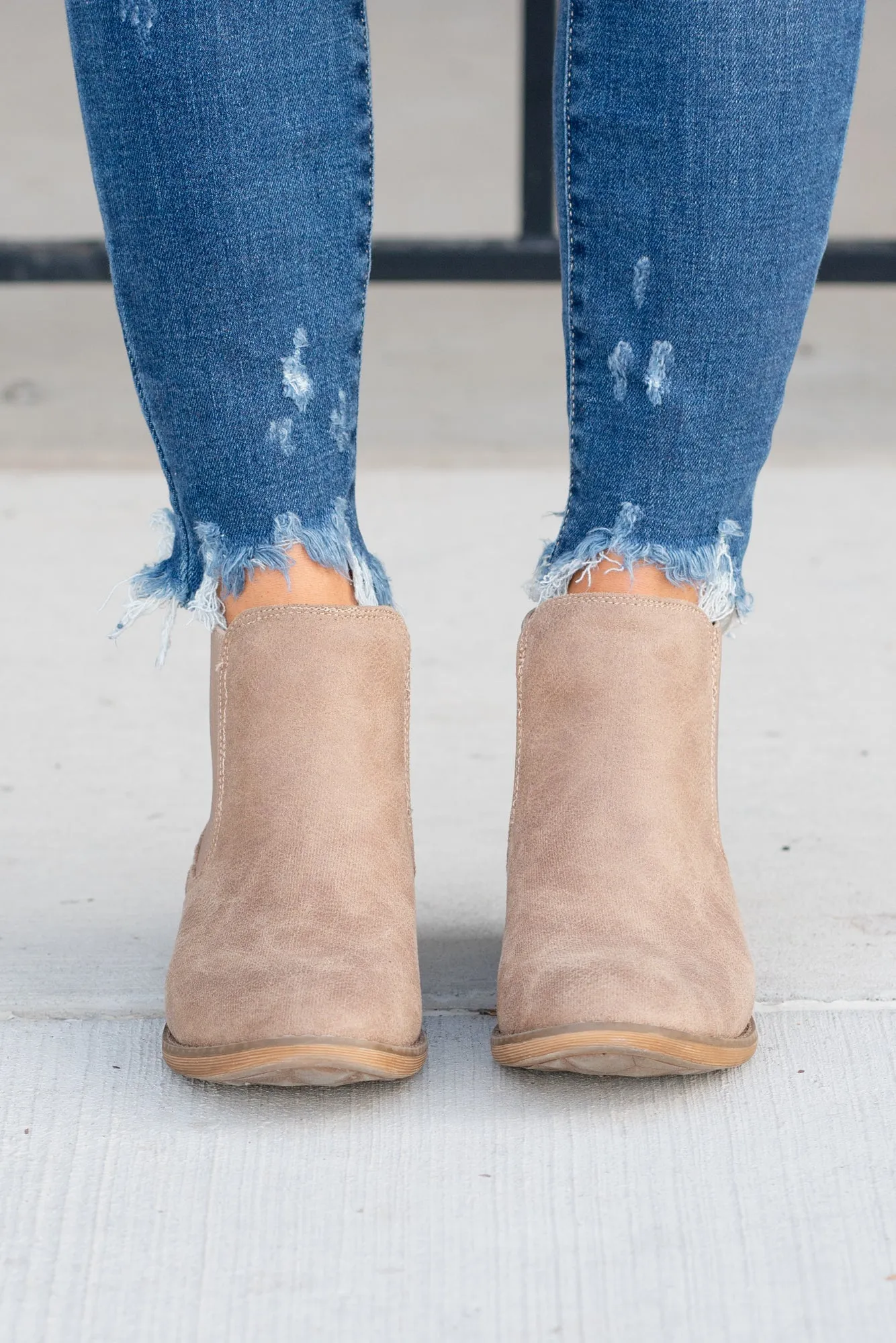 Blake Leopard Trim Booties - Beige