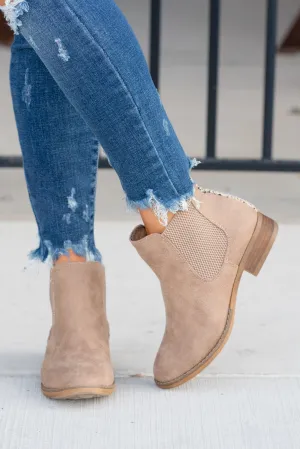 Blake Leopard Trim Booties - Beige