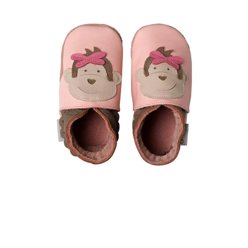 Bobux Pink Monkey Baby Crawling Shoes