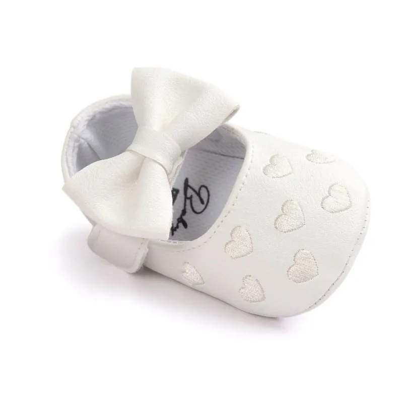 Children's Soft Non-Slip PU Leather Shoes for Baby Girls with Bow