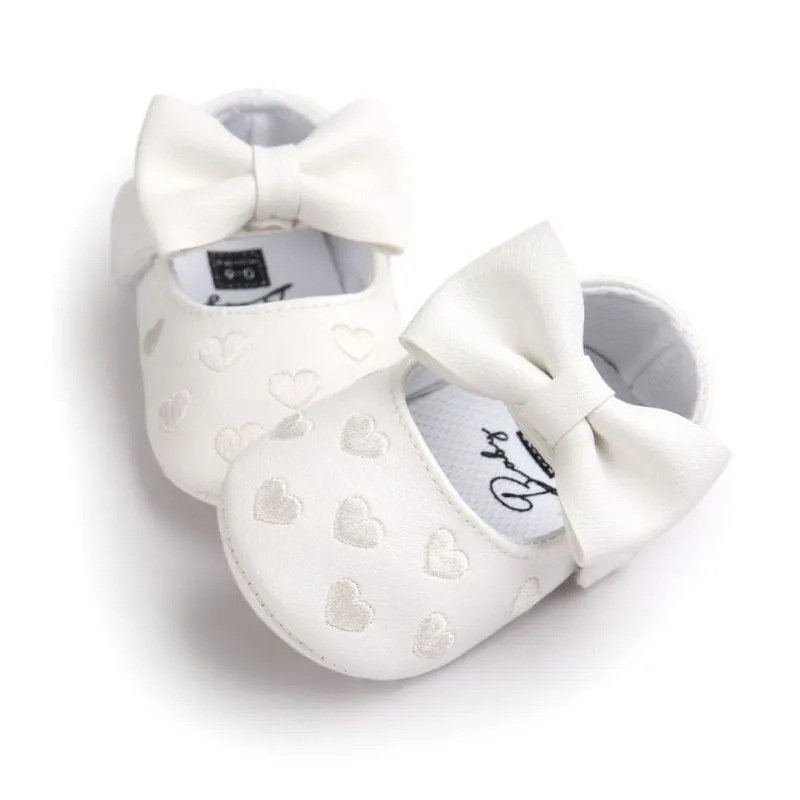 Children's Soft Non-Slip PU Leather Shoes for Baby Girls with Bow