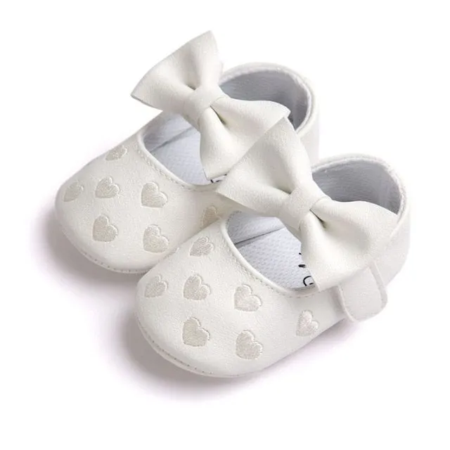 Children's Soft Non-Slip PU Leather Shoes for Baby Girls with Bow