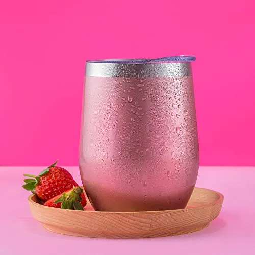 CHILLOUT LIFE 12 oz Stainless Steel Tumbler with Lid & Gift Box | Wine Tumbler Double Wall Vacuum Insulated Travel Tumbler Cup for Coffee, Wine, Cocktails, Ice Cream - for Indoor & Outdoor Use