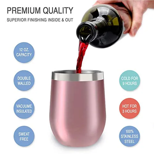 CHILLOUT LIFE 12 oz Stainless Steel Tumbler with Lid & Gift Box | Wine Tumbler Double Wall Vacuum Insulated Travel Tumbler Cup for Coffee, Wine, Cocktails, Ice Cream - for Indoor & Outdoor Use