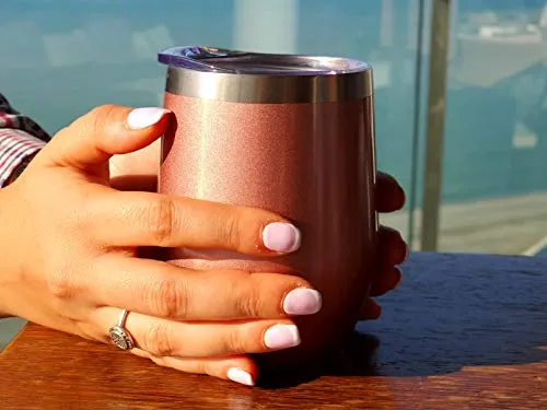 CHILLOUT LIFE 12 oz Stainless Steel Tumbler with Lid & Gift Box | Wine Tumbler Double Wall Vacuum Insulated Travel Tumbler Cup for Coffee, Wine, Cocktails, Ice Cream - for Indoor & Outdoor Use