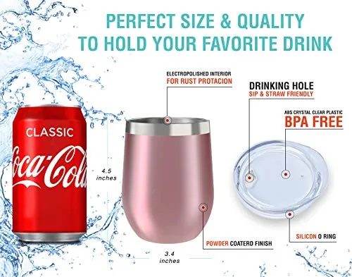CHILLOUT LIFE 12 oz Stainless Steel Tumbler with Lid & Gift Box | Wine Tumbler Double Wall Vacuum Insulated Travel Tumbler Cup for Coffee, Wine, Cocktails, Ice Cream - for Indoor & Outdoor Use