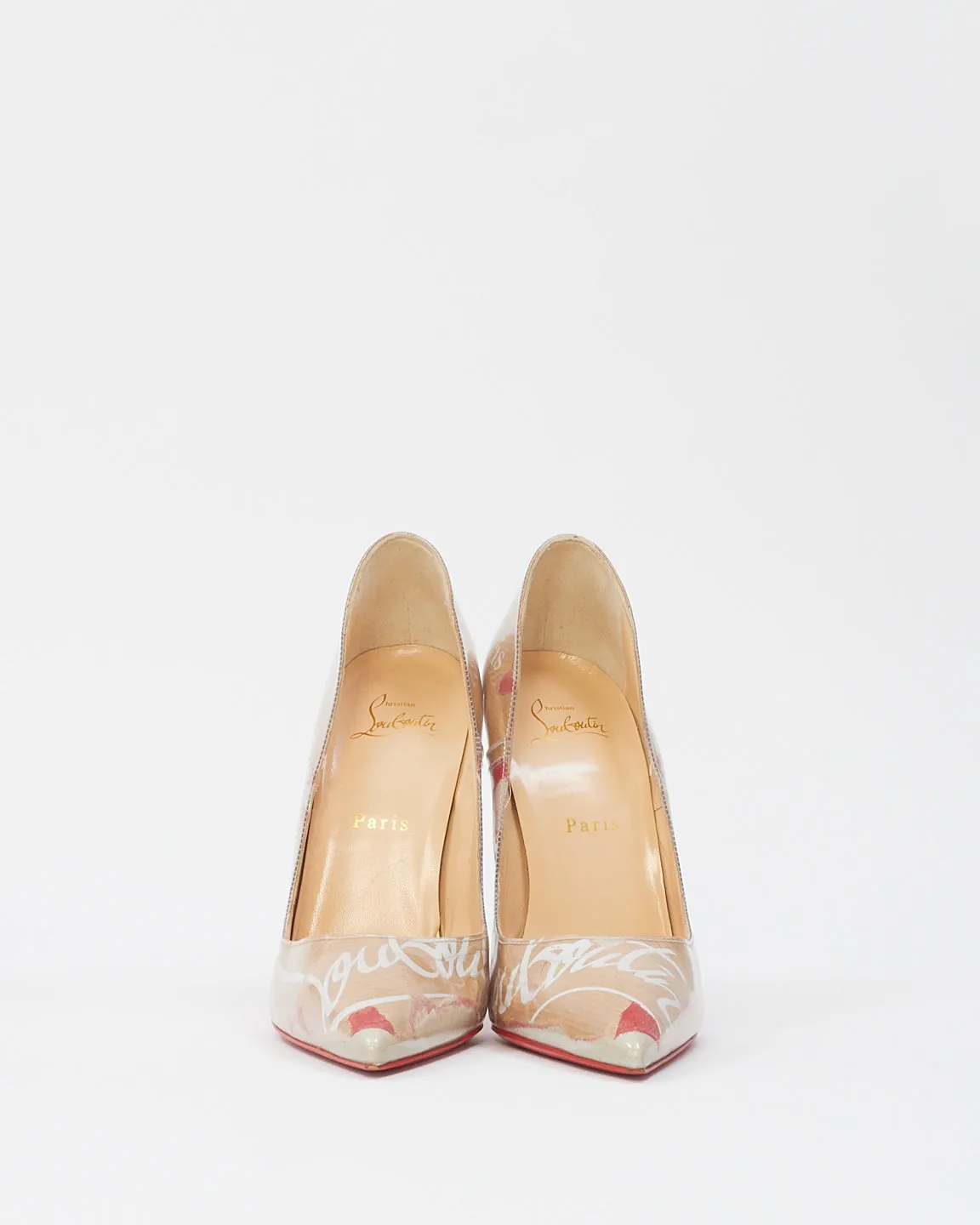Christian Louboutin Beige PVC Kraft Pigalle Follies 100 Pumps -39