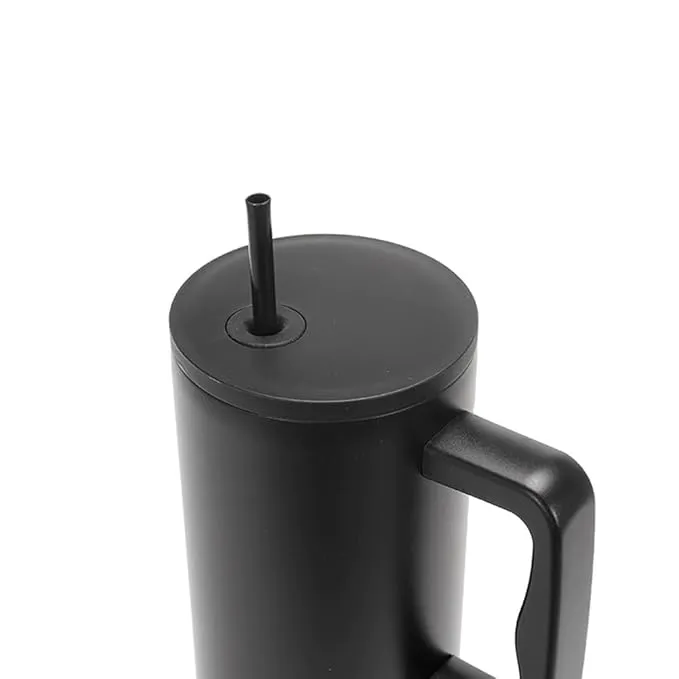 CLINK - [Personalised] 1.2L Stainless Steel Tumbler with Handle Straw & Lid - Midnight Black Color